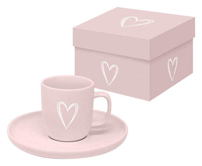 Espressotasse mit Untertasse Matte Heart rose in  präsentiert im Onlineshop von KAQTU Design AG. Espressotassen ist von PPD