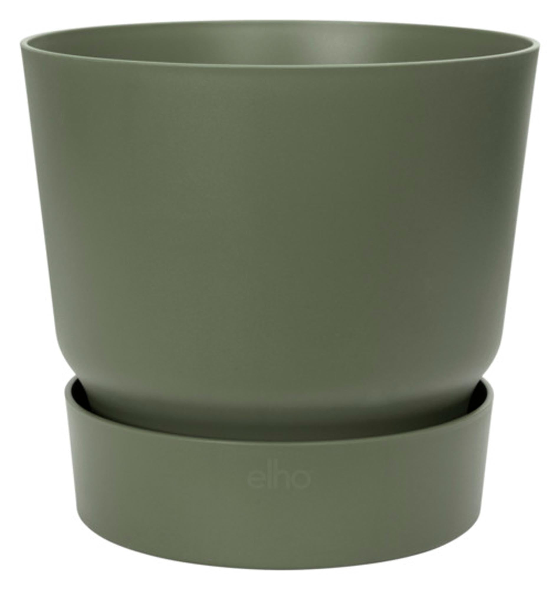 Entdecken Sie das ELHO Pflanzengefäß Greenville rund in laubgrün (ø 18 cm) – nachhaltig, elegant und ideal für Blumen, Kräuter und Sträucher. Perfekt für drinnen und draußen!