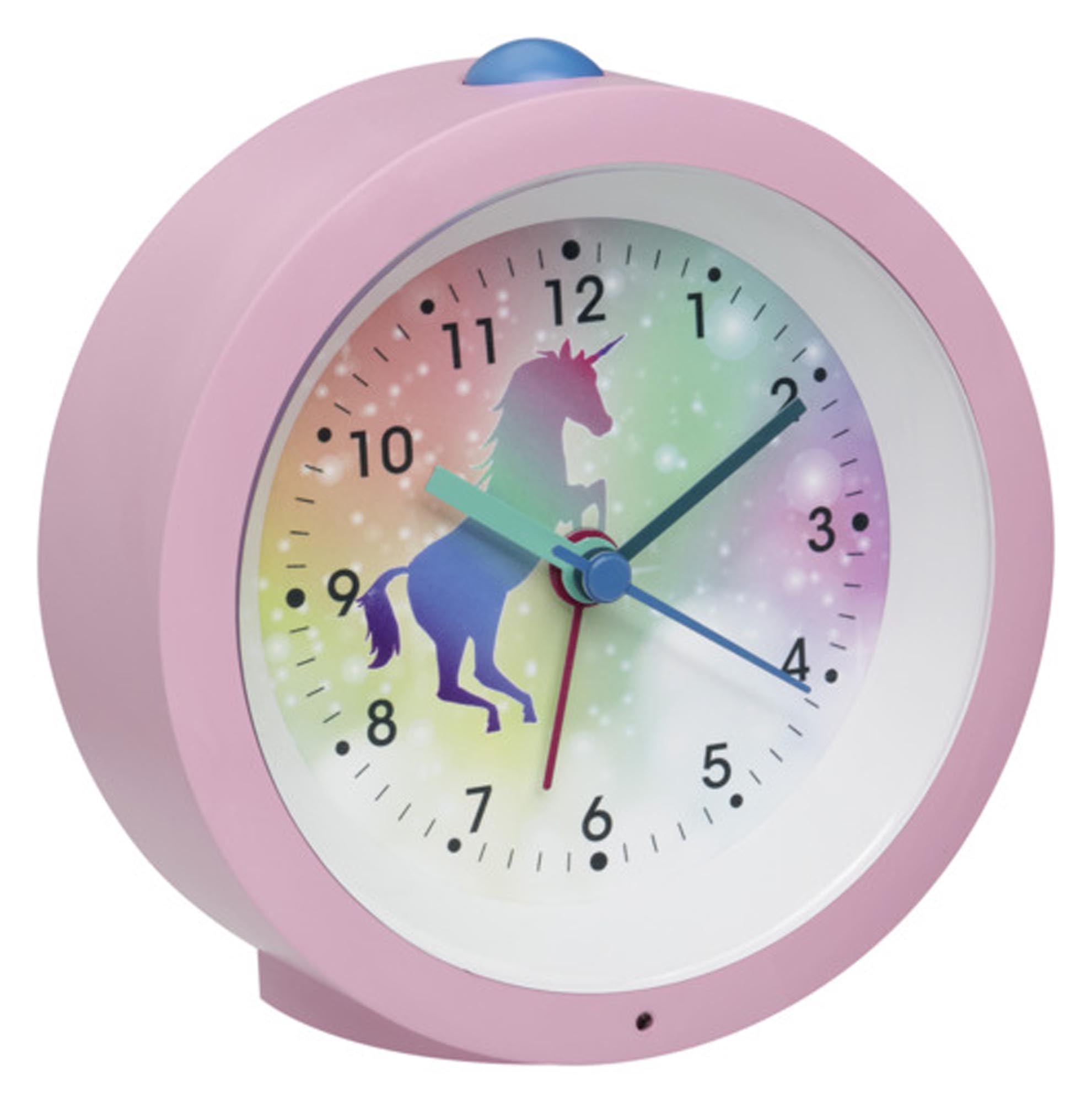 TFA Kinderwecker mit Einhornmotiv analog rosa