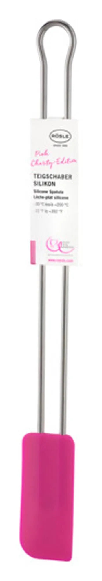 RÖSLE pinker Silikon-Teigschaber, schmal, 26 cm, ideal zum Backen.