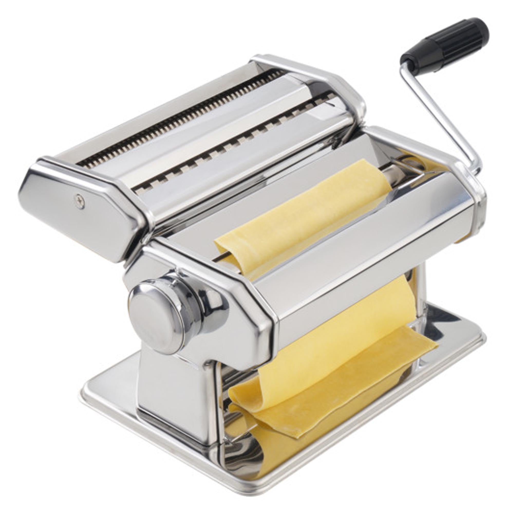 Hochwertige Nudelmaschine aus Edelstahl für frische Pasta. Vielseitig, langlebig, einfach zu reinigen.