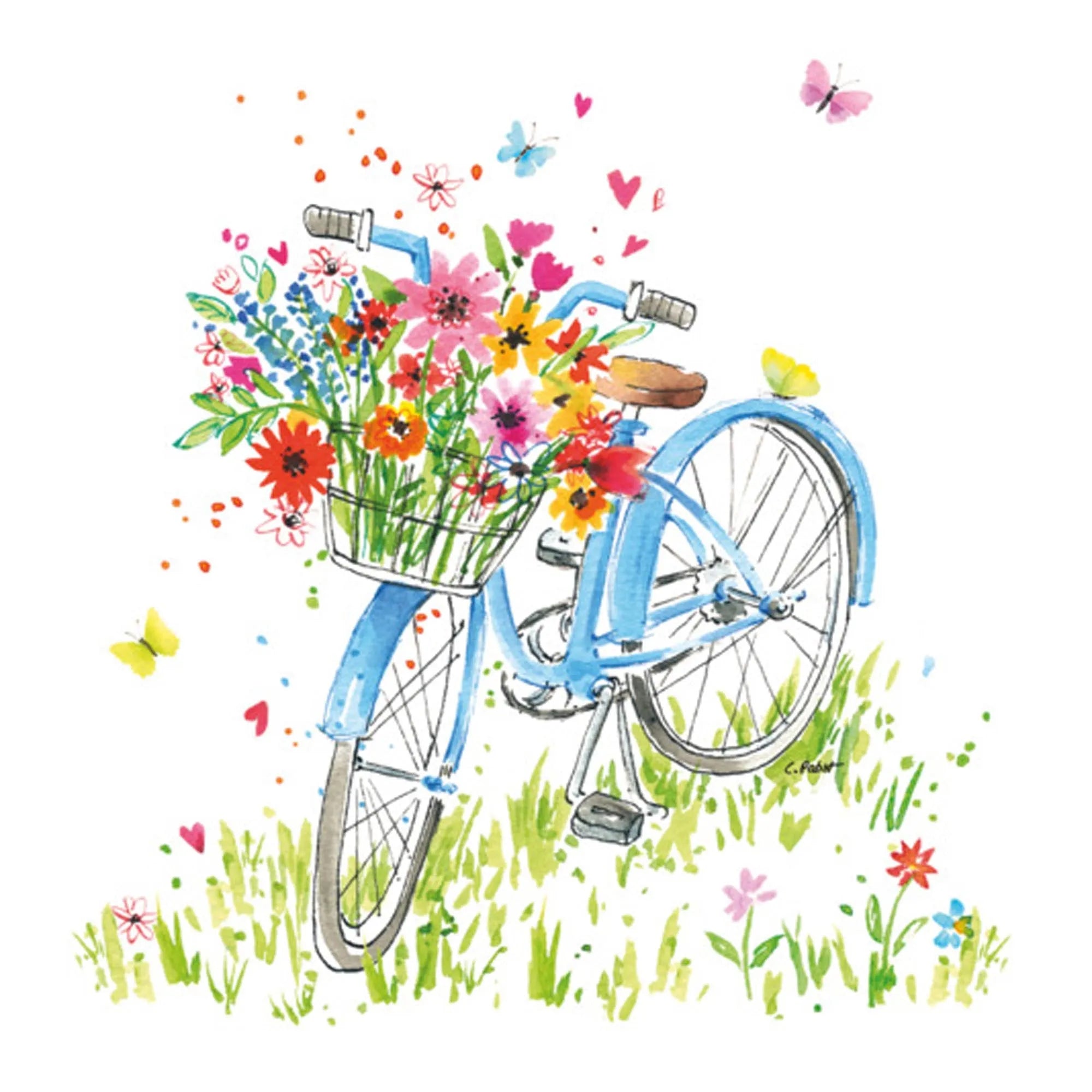 "Ride my Bike" Servietten: 33x33 cm, Fahrrad-Motiv, umweltfreundlich, saugfähig, ideal für Feiern und Picknicks.