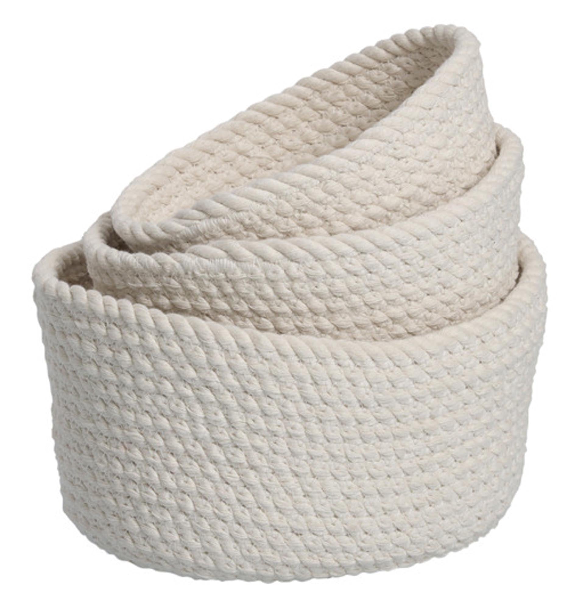 ZELLER PRESENT Aufbewahrungskorb Set 3-teilig weiss Baumwolle in  präsentiert im Onlineshop von KAQTU Design AG. Aufbewahrungskorb ist von ZELLER PRESENT