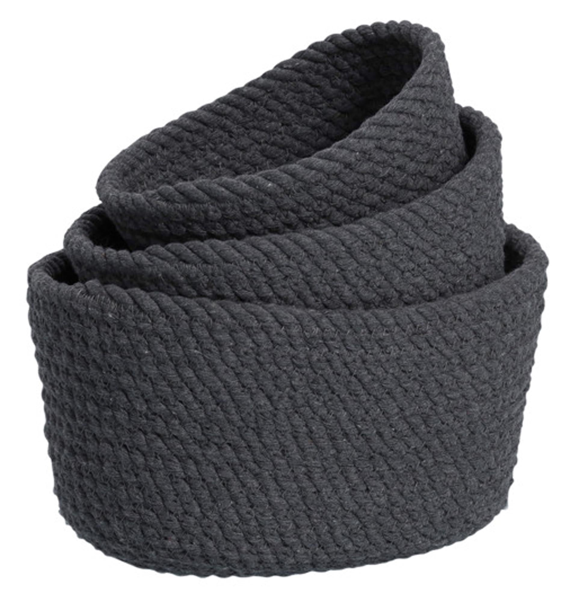 ZELLER PRESENT Aufbewahrungskorb Set 3-teilig anthrazit Baumwolle in  präsentiert im Onlineshop von KAQTU Design AG. Aufbewahrungskorb ist von ZELLER PRESENT