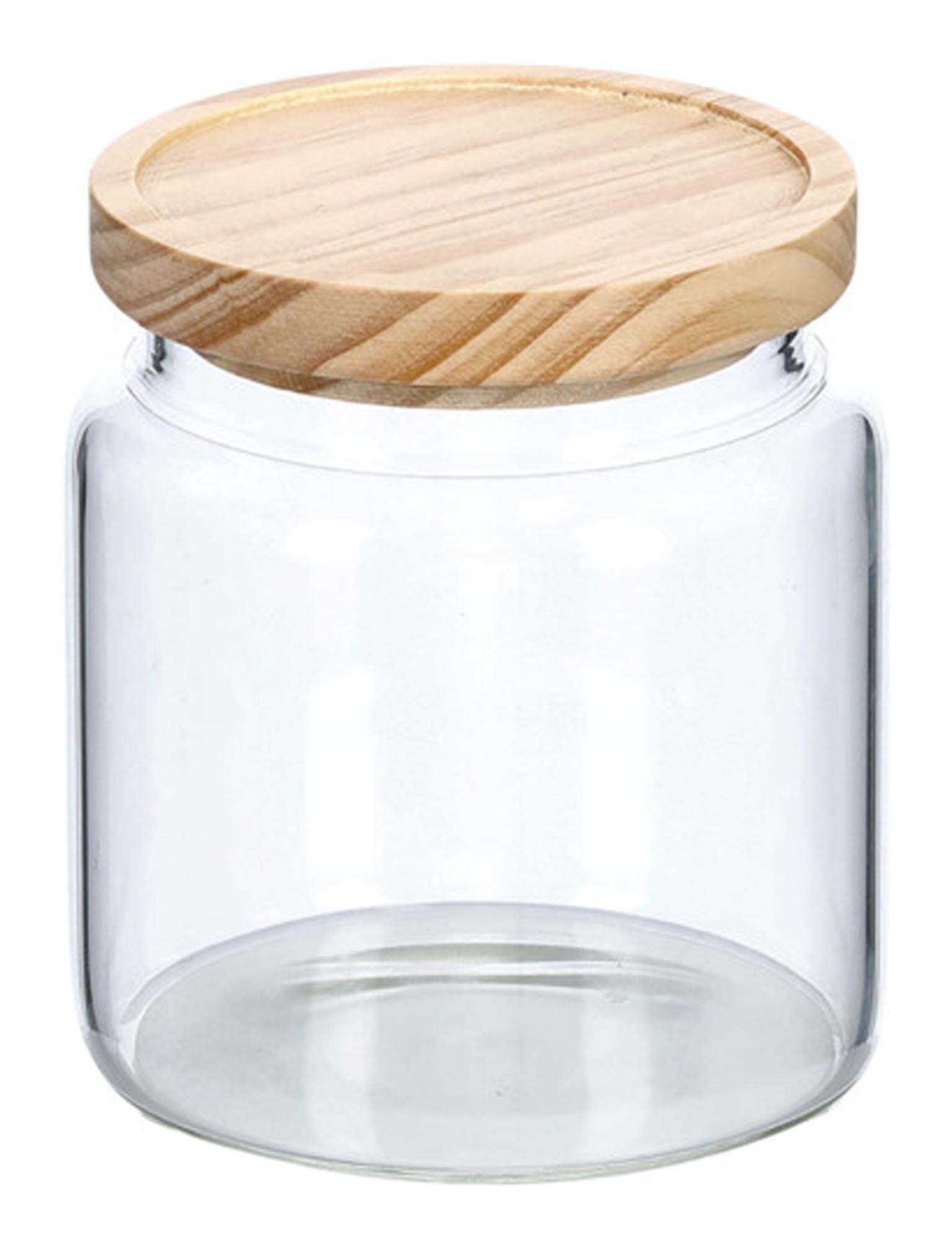Elegantes 830 ml Vorratsglas von ZELLER PRESENT mit Holzdeckel, ideal für stilvolle und ordentliche Aufbewahrung von Lebensmitteln.