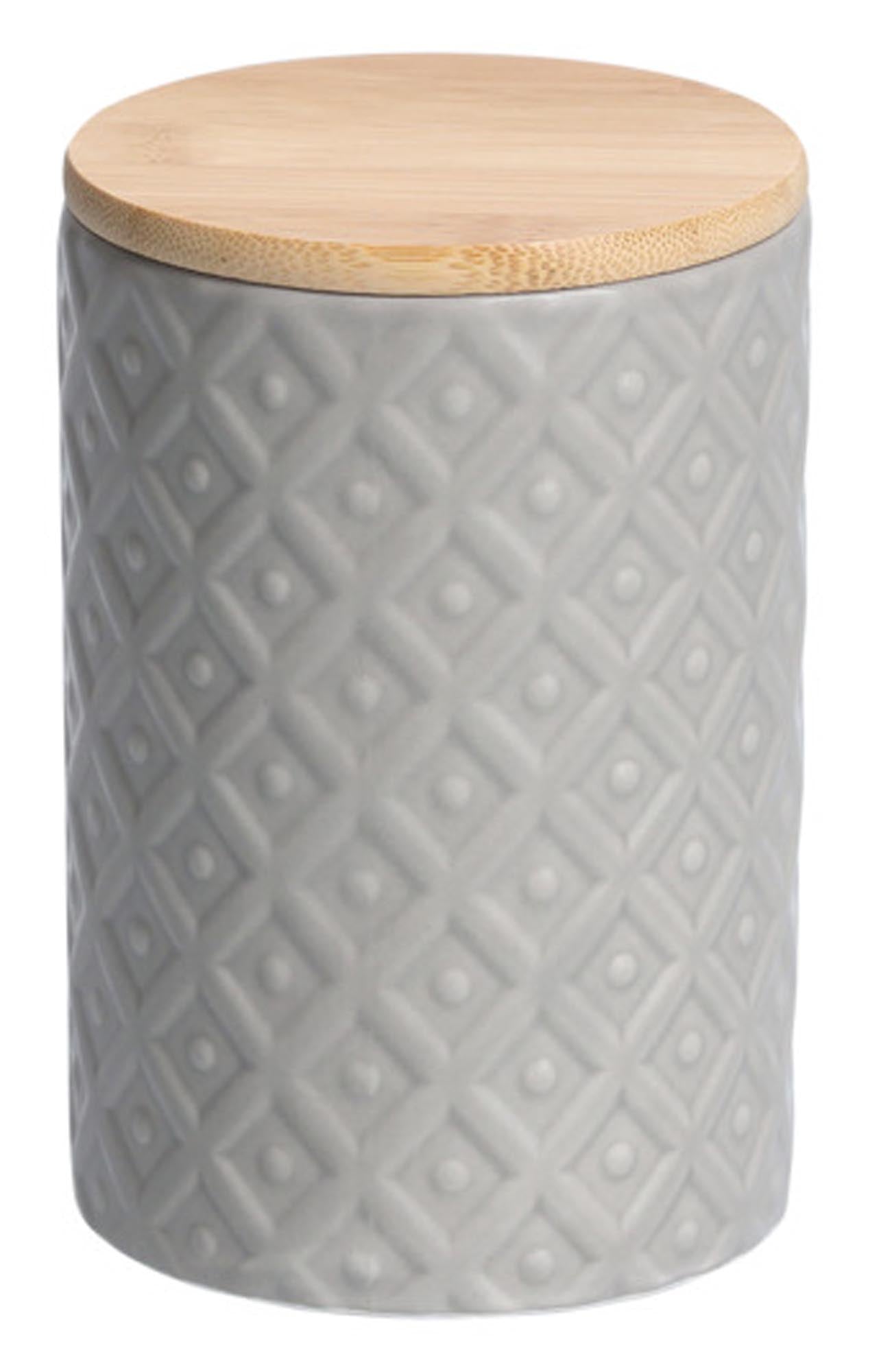 ZELLER PRESENT Vorratsdose mit Bambusdeckel grau Steingut 770 ml in  präsentiert im Onlineshop von KAQTU Design AG. Aufbewahrungsdose ist von ZELLER PRESENT
