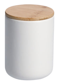 ZELLER PRESENT pot de conservation avec couvercle en bambou grès blanc 670 ml