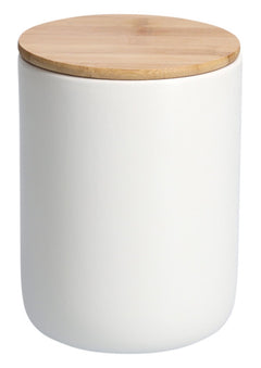 ZELLER PRESENT pot de conservation avec couvercle en bambou grès blanc 1540 ml