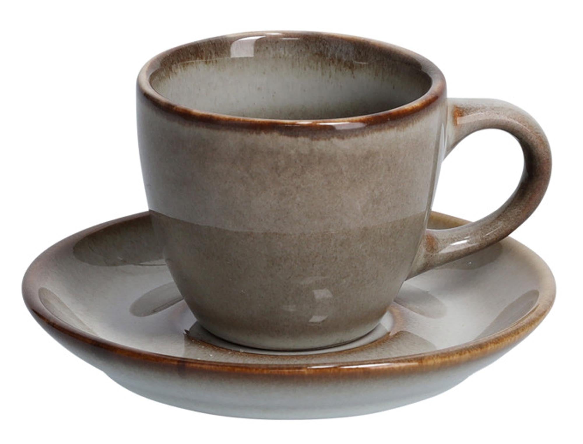 Elegantes 8-teiliges Espressotassen-Set aus Keramik in Beige von ZELLER PRESENT, ideal für stilvollen Kaffeegenuss.