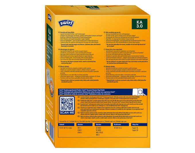 SWIRL KÄ3 Wet&Dry Staubsäcke: Ideal für Nass- und Trockensauger, robust, leistungsstark und passend für viele Modelle.