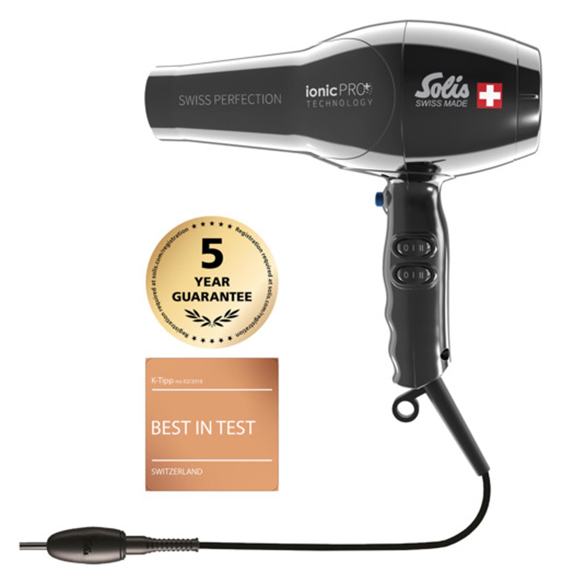 SOLIS Haartrockner Swiss Perfection 360°ionic Pro Typ 440 schwarz in Schwarz präsentiert im Onlineshop von KAQTU Design AG. Badzubehör ist von SOLIS