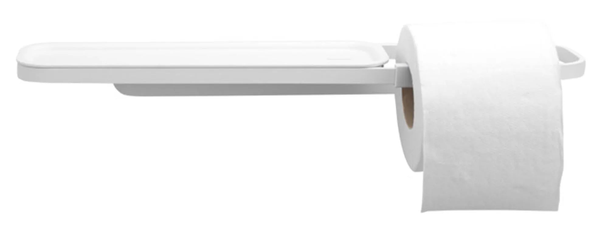 Eleganter BRABANTIA WC-Papierhalter MindSet in mineral fresh white mit praktischer Ablage, ideal für stilvolle Badezimmer.