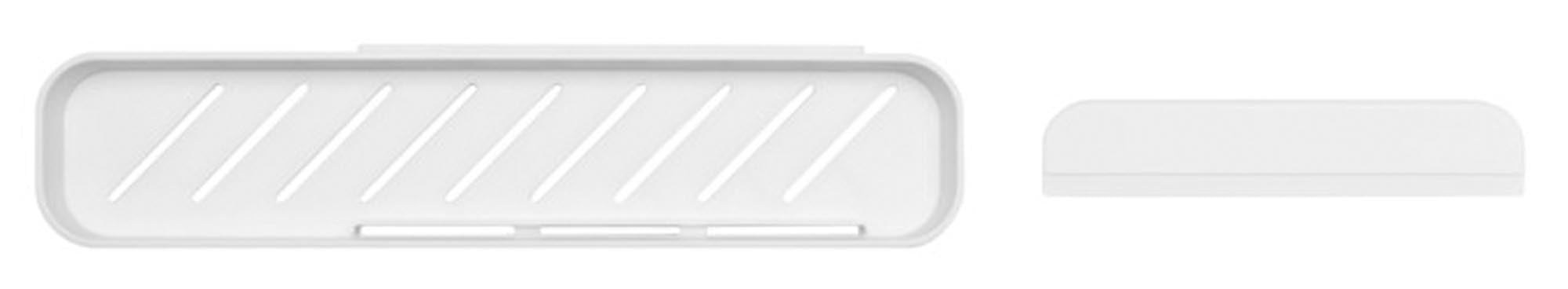 Elegante BRABANTIA Duschablage MindSet in Weiß mit integriertem Abzieher, ideal für Ordnung und Sauberkeit im Bad.