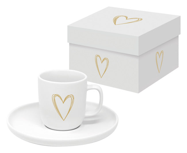 Espressotasse mit Untertasse Pure Gold Heart in  präsentiert im Onlineshop von KAQTU Design AG. Espressotassen ist von PPD