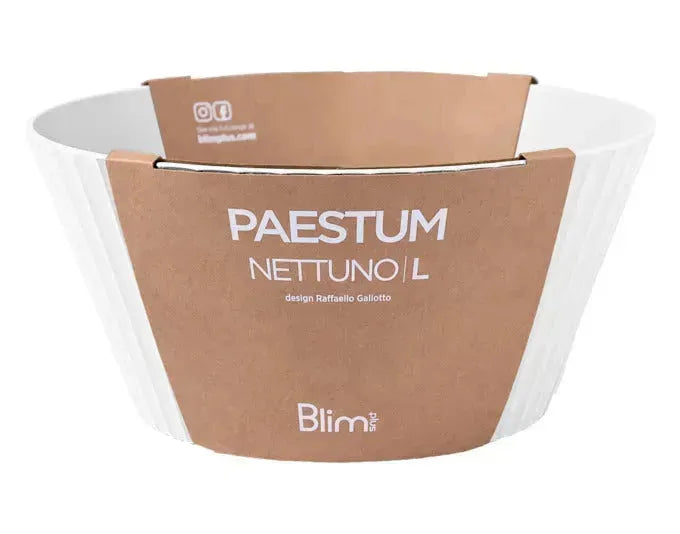 Elegante weiße Schüssel Nettuno L von BLIM PLUS, 25 cm Durchmesser, 12 cm hoch, ideal für stilvolles Servieren.