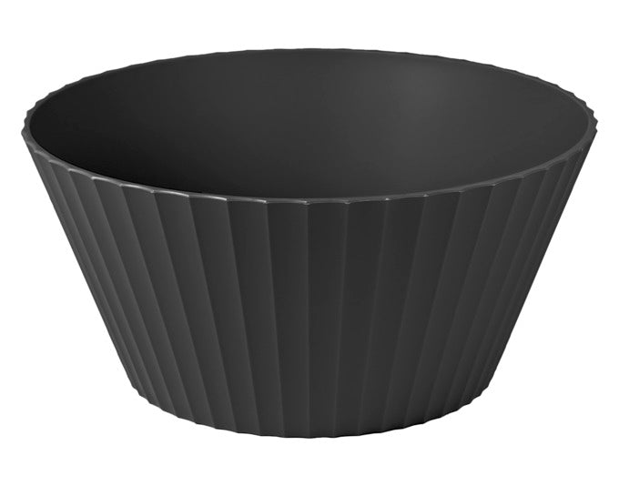 Elegante schwarze Schüssel Nettuno L von BLIM PLUS, 25 cm Durchmesser, 12 cm hoch, ideal für stilvolles Servieren.