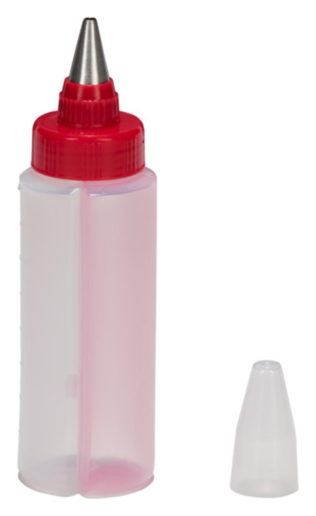 Dekorierflasche 2-farbig von PATISSE: Perfekt für präzise Zuckergusslinien und Schokoladensaucen. Ergonomisch, spülmaschinenfest, 2x100ml.