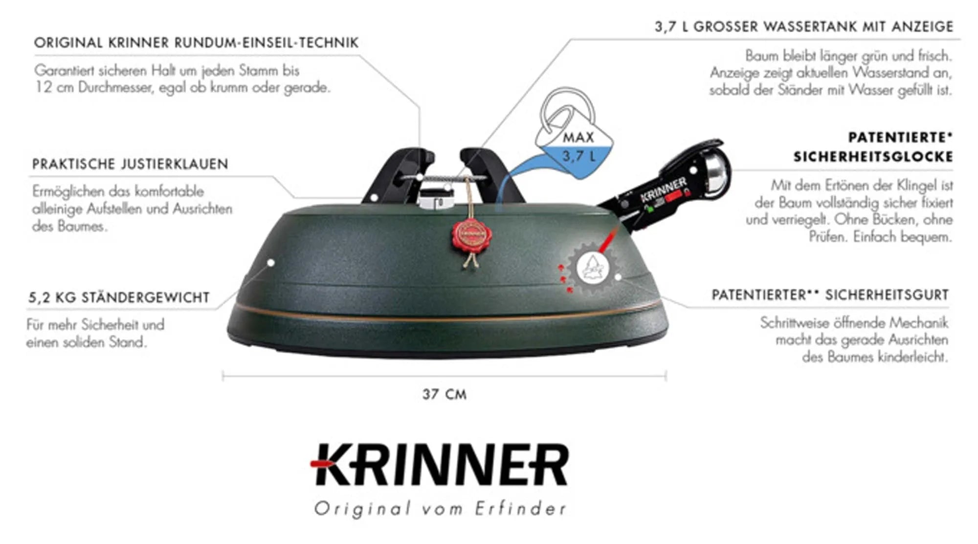 Der KRINNER Christbaumständer Comfort Grip L bietet sicheren Halt für Ihren Baum, einfaches Handling und modernes Design.