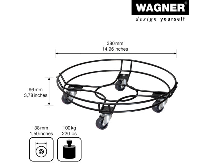 Stilvoller Pflanzenroller in Schwarz, ø 38 cm, robust und mobil, ideal für große Pflanzen, von WAGNER.