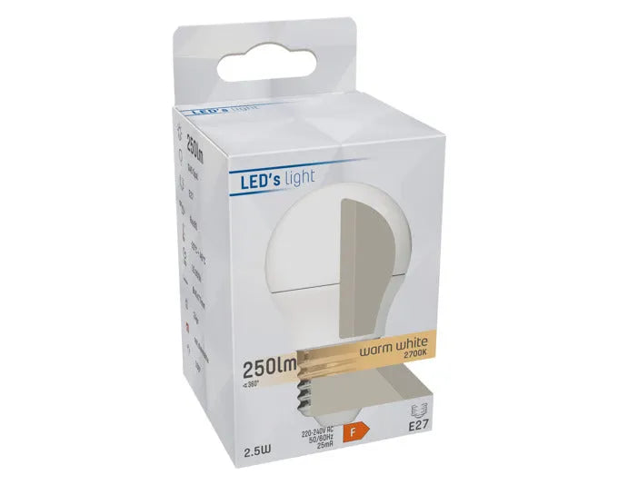 LED-Lampe E27, 2.5W, 250lm, warmweiß, matt, energiesparend, ideal für gemütliche Beleuchtung, hochwertige SMD-Technologie.