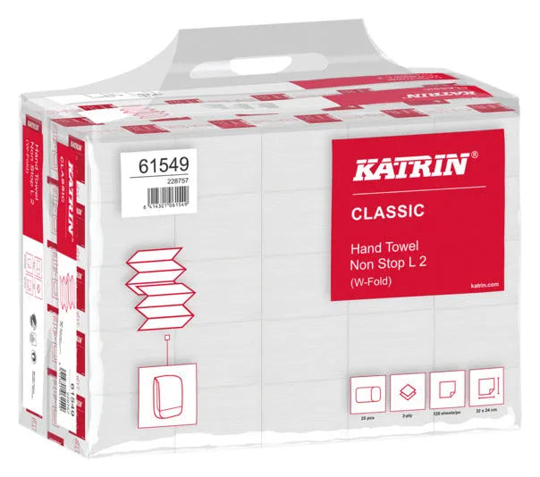 KATRIN Falthandtuch Classic W-Falz 2-lagig 24x32 cm 3000 Stück in  präsentiert im Onlineshop von KAQTU Design AG. Haushaltshilfen ist von KATRIN