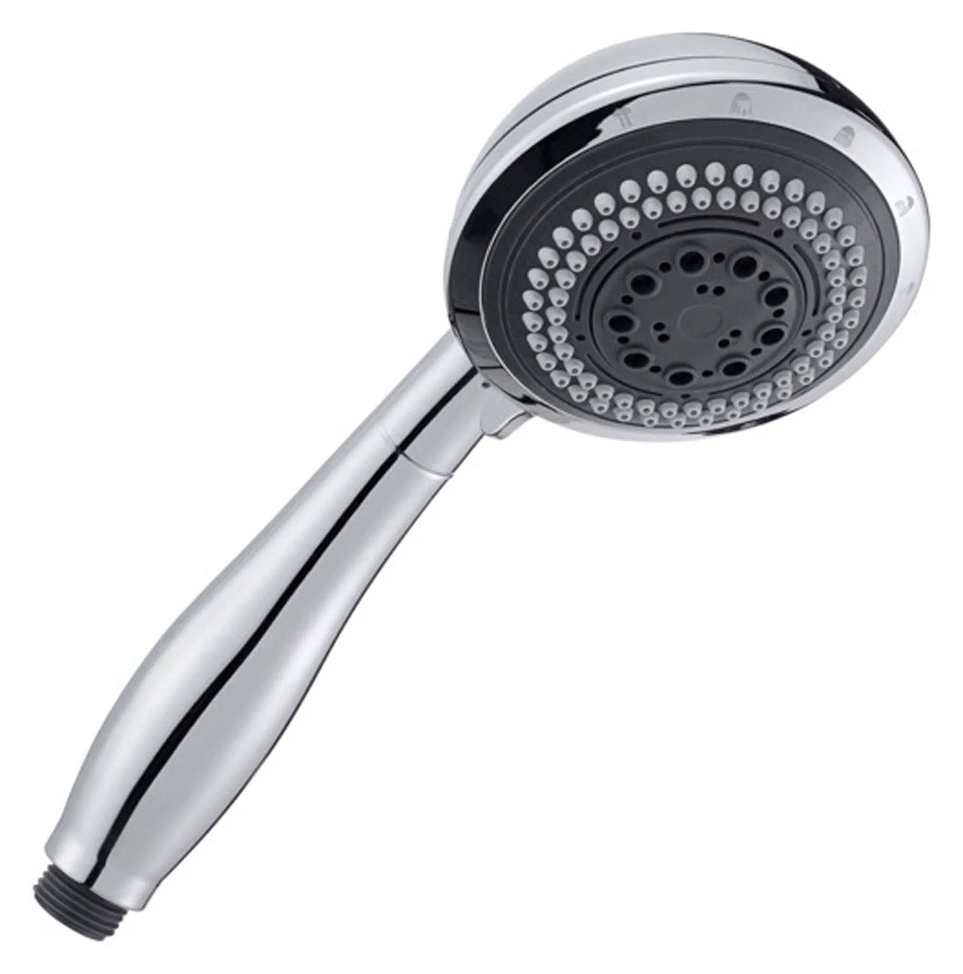Moderner Brausegriff Telesto PCR von DIAQUA: Ergonomisch, verchromt, aus recyceltem Material, mit Anti-Kalk-Funktion.