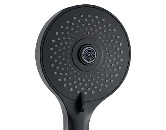 Die DIAQUA Duschbrause Eco Tre in Schwarz matt bietet modernes Design und Wassersparfunktion für ein nachhaltiges Duscherlebnis.
