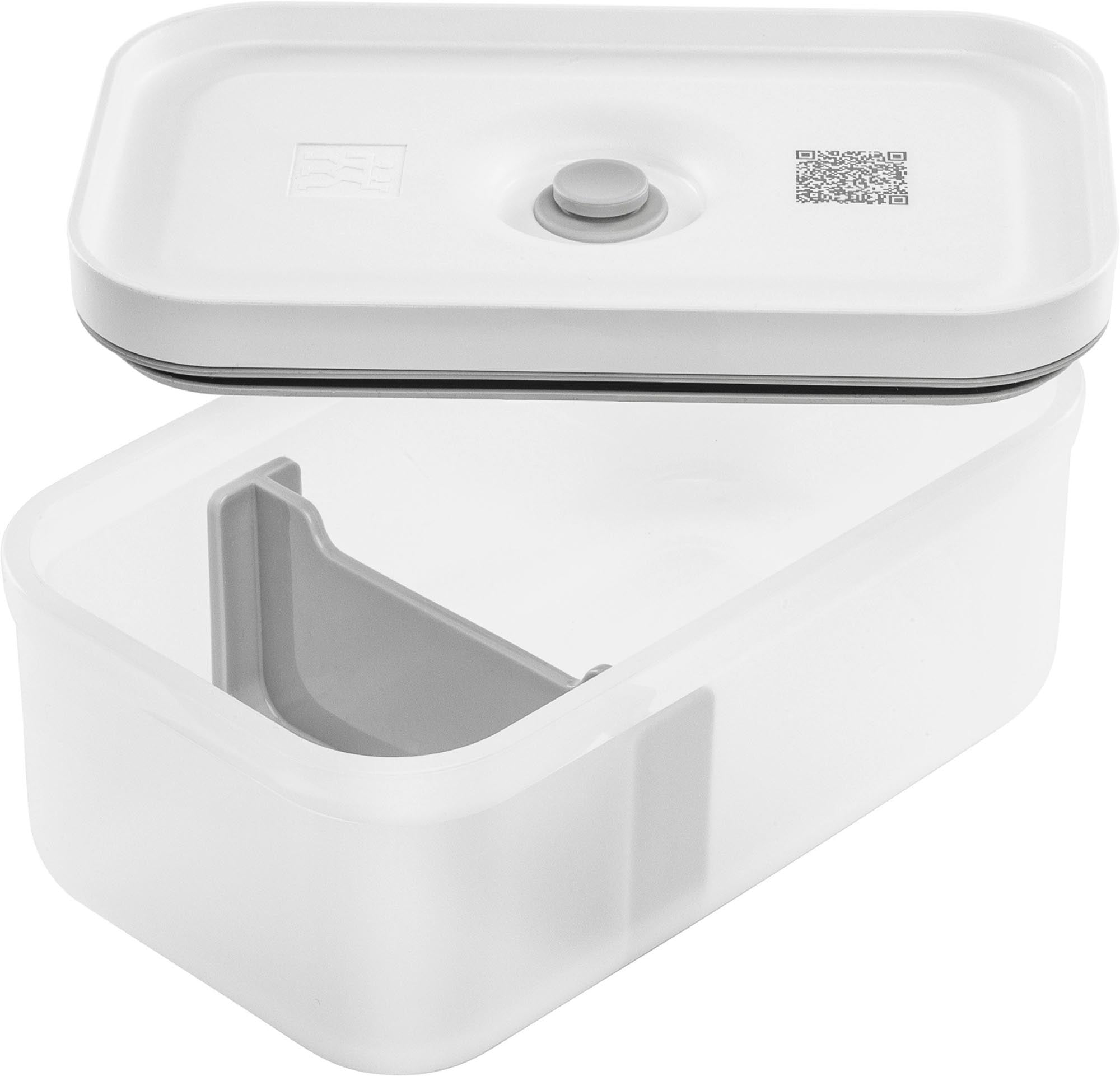 Entdecken Sie die Vakuum-Lunchbox M von Zwilling: Kompakt, aus hochwertigem Kunststoff, mit 0,8L Volumen für frische, gesunde Mahlzeiten unterwegs.