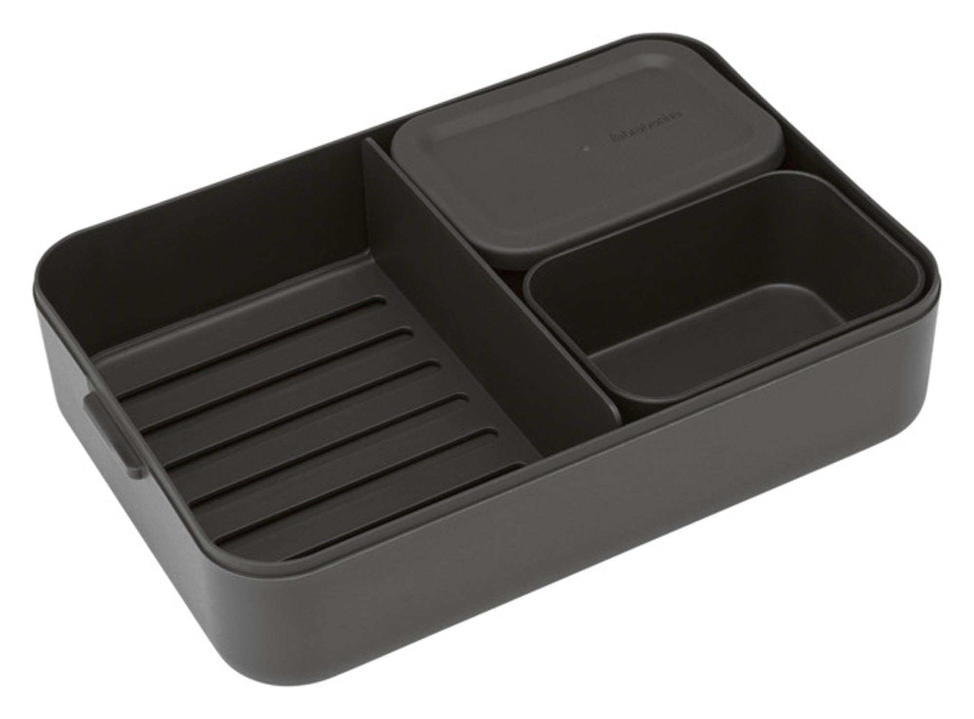 Praktische BRABANTIA Bento Lunchbox in Dunkelgrau, 2 l Volumen, ideal für Mahlzeiten unterwegs, stilvoll und funktional.