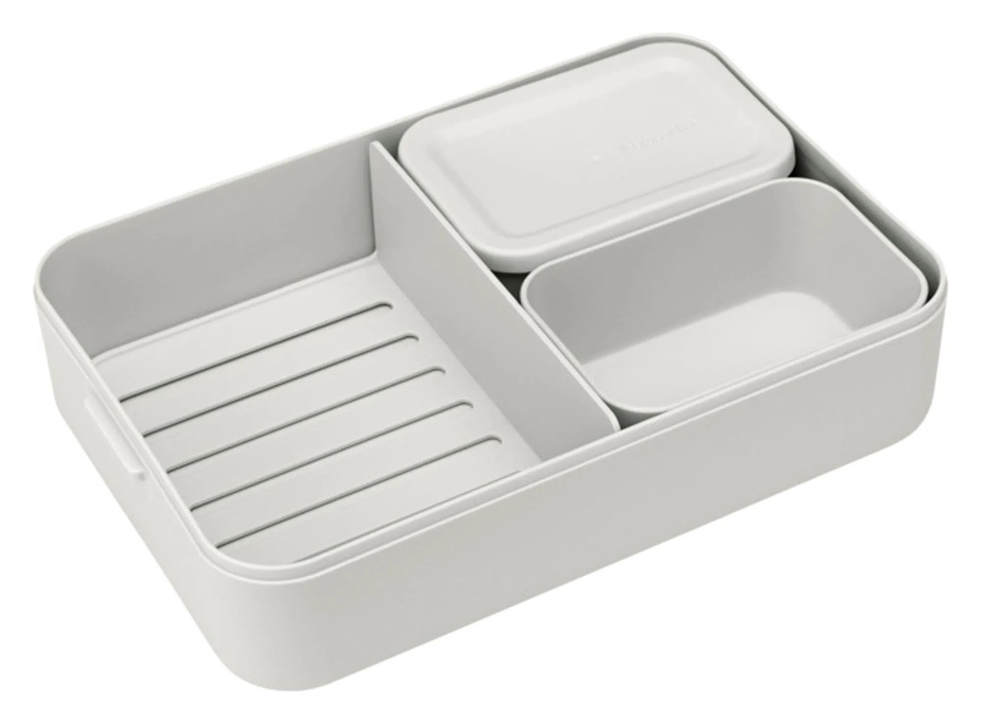 Praktische BRABANTIA Bento Lunchbox in Hellgrau, 2 l Volumen, ideal für Mahlzeiten unterwegs, stilvoll und funktional.