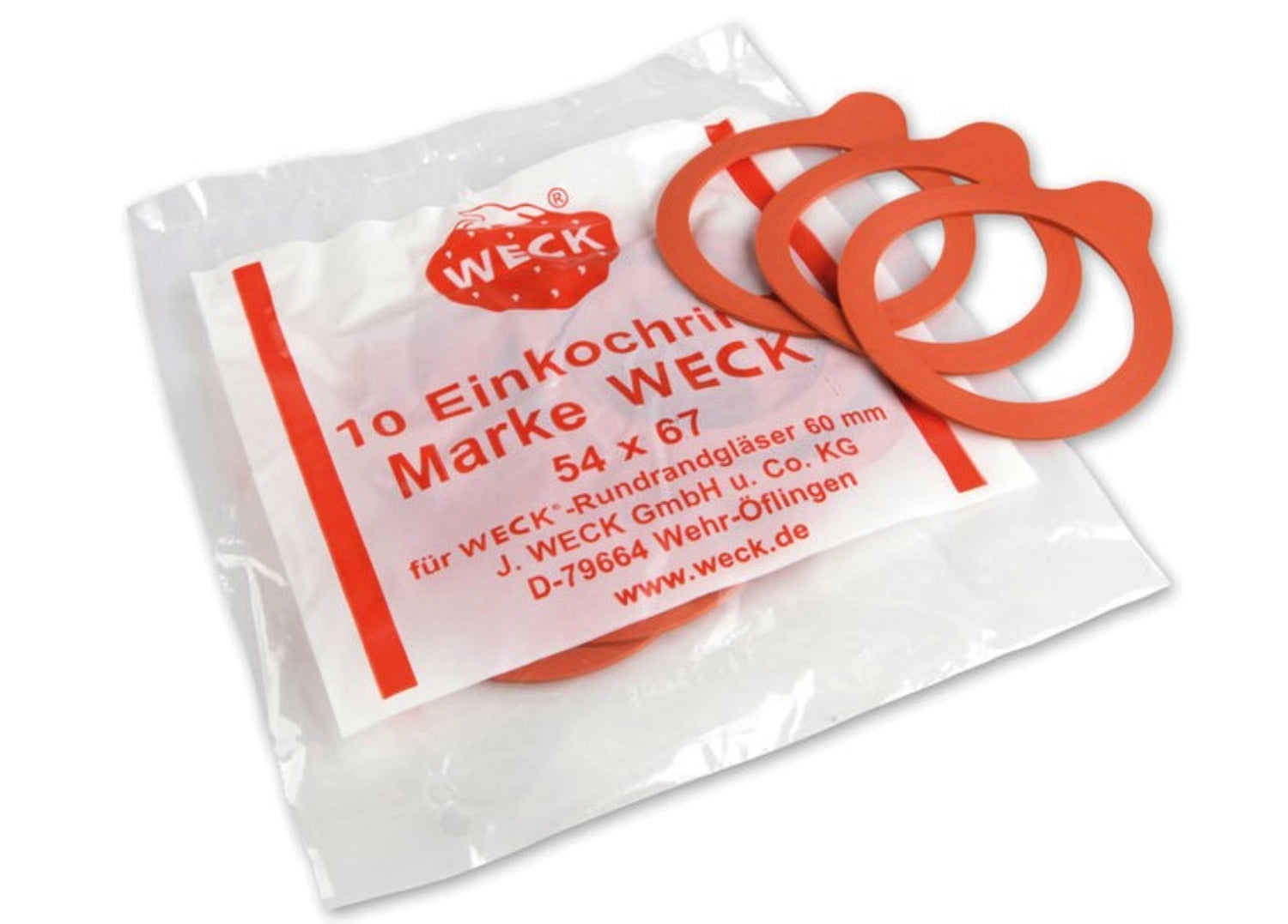 10 Stk. Einkochringe RR60 54x67 in Rot präsentiert im Onlineshop von KAQTU Design AG. Zutaten ist von Weck