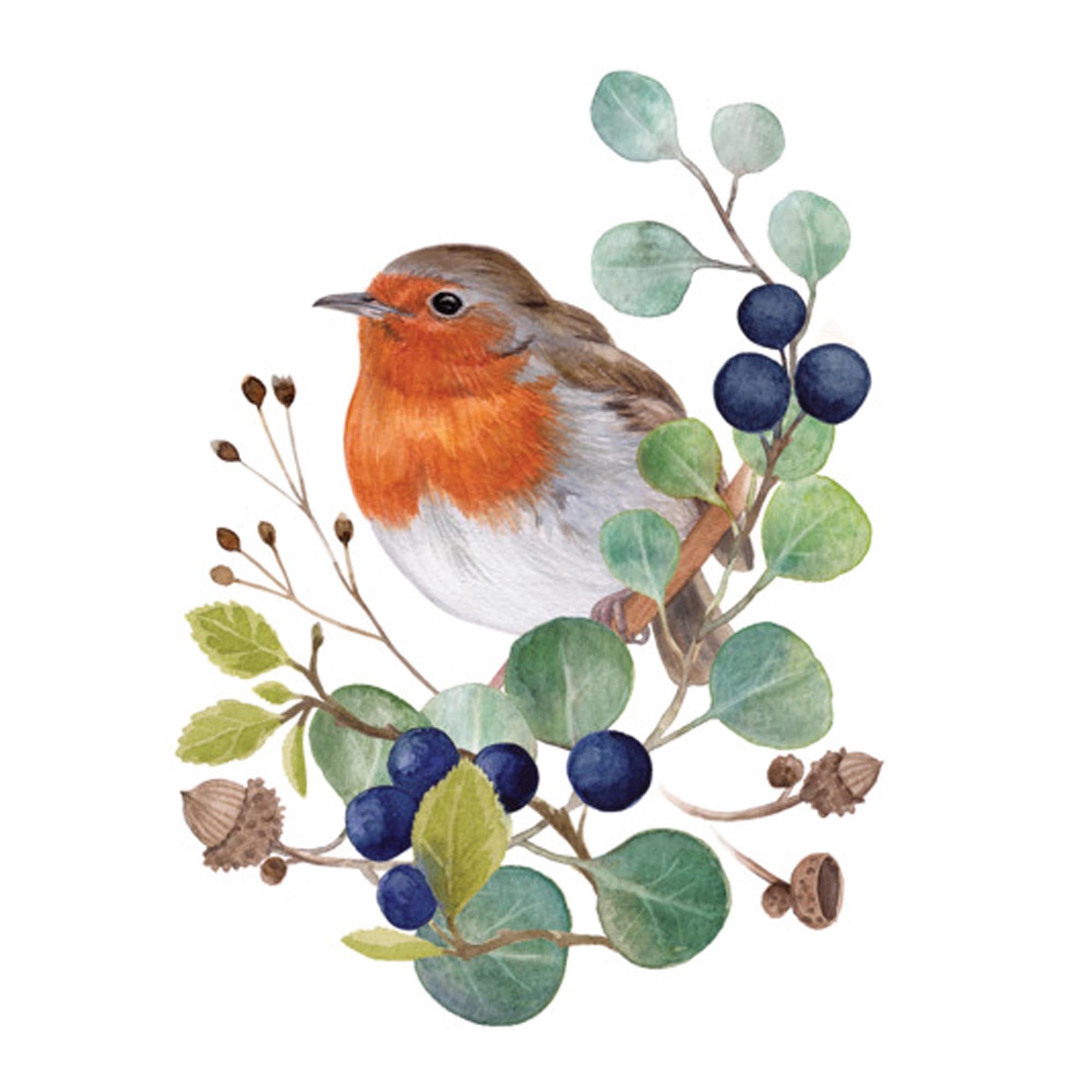Elegante Papierservietten 33x33 cm mit "Oiseau sur Banche"-Motiv, ideal für Hochzeiten und Gartenpartys. Umweltfreundlich.