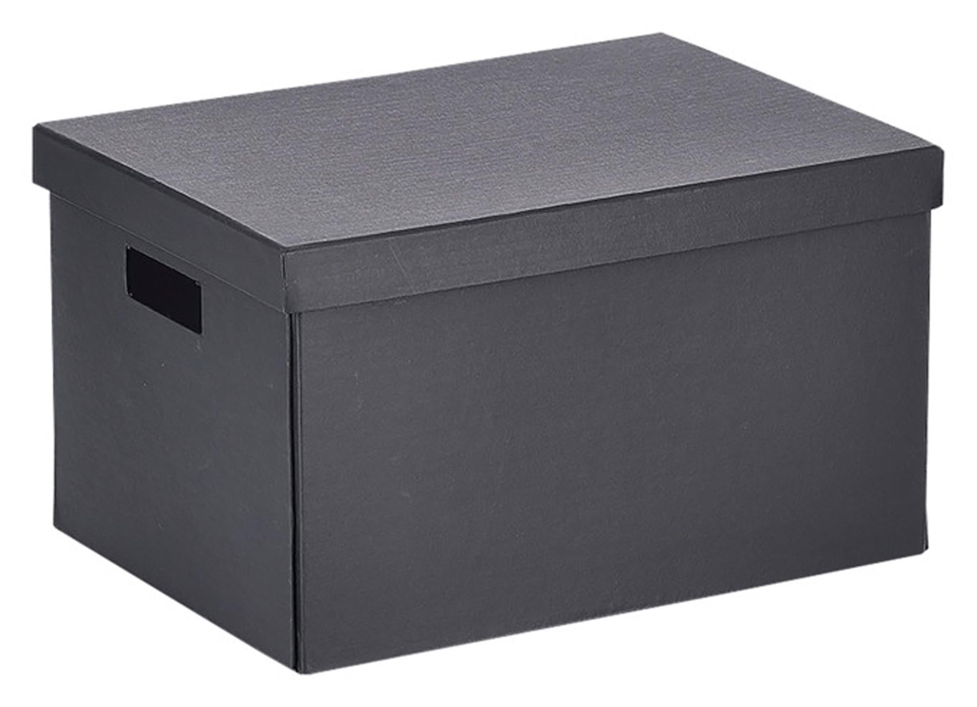 Zeller storage box with lid cardboard black 25x35x20 cm