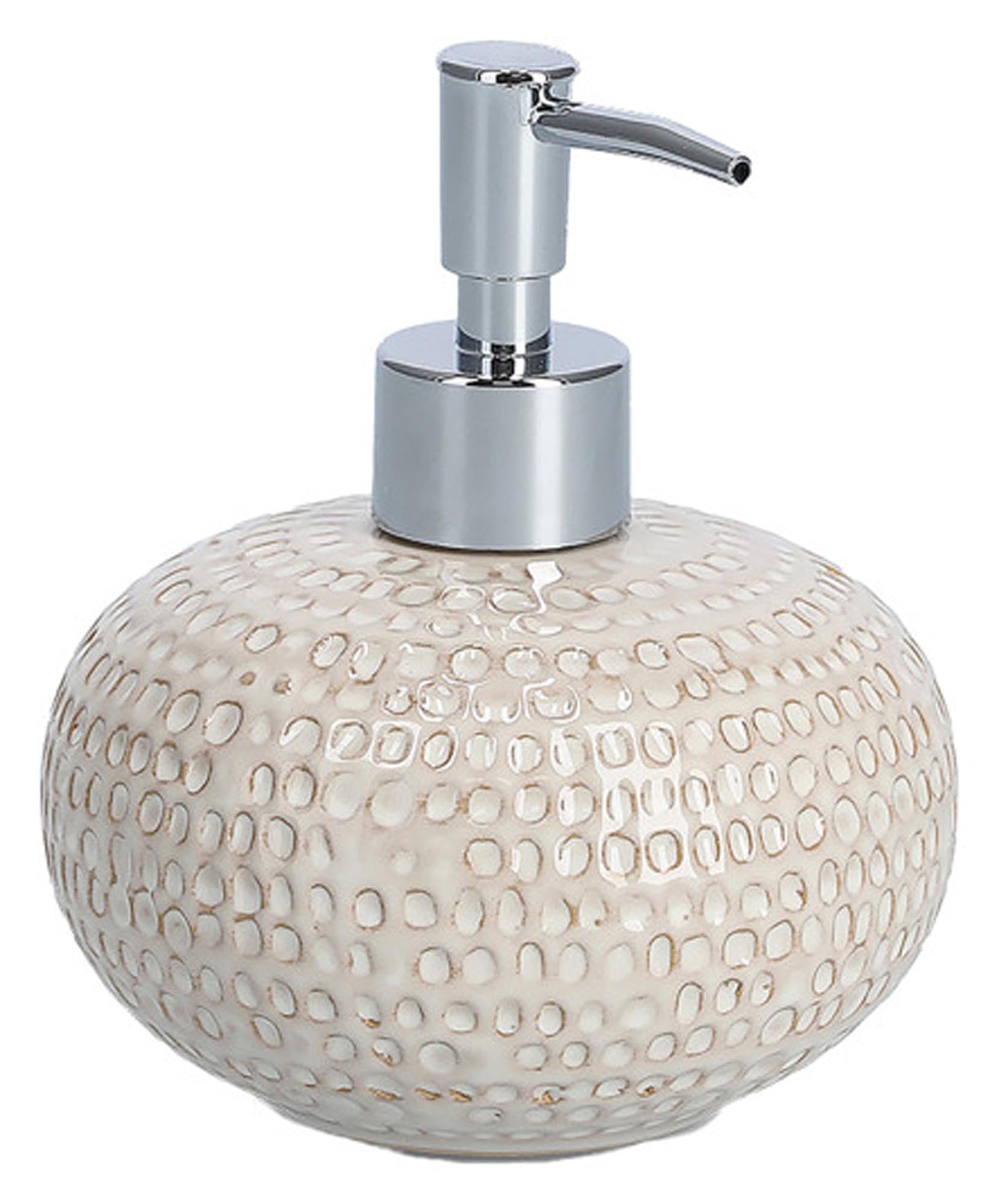 Eleganter Seifenspender in Beige von ZELLER PRESENT: Strukturierte Oberfläche, hochwertiger Kunststoff, ideal für stilvolle Badezimmer.