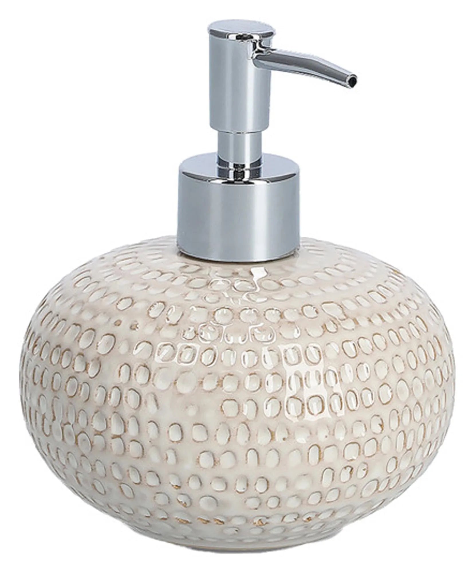 Eleganter Seifenspender in Beige von ZELLER PRESENT: Strukturierte Oberfläche, hochwertiger Kunststoff, ideal für stilvolle Badezimmer.
