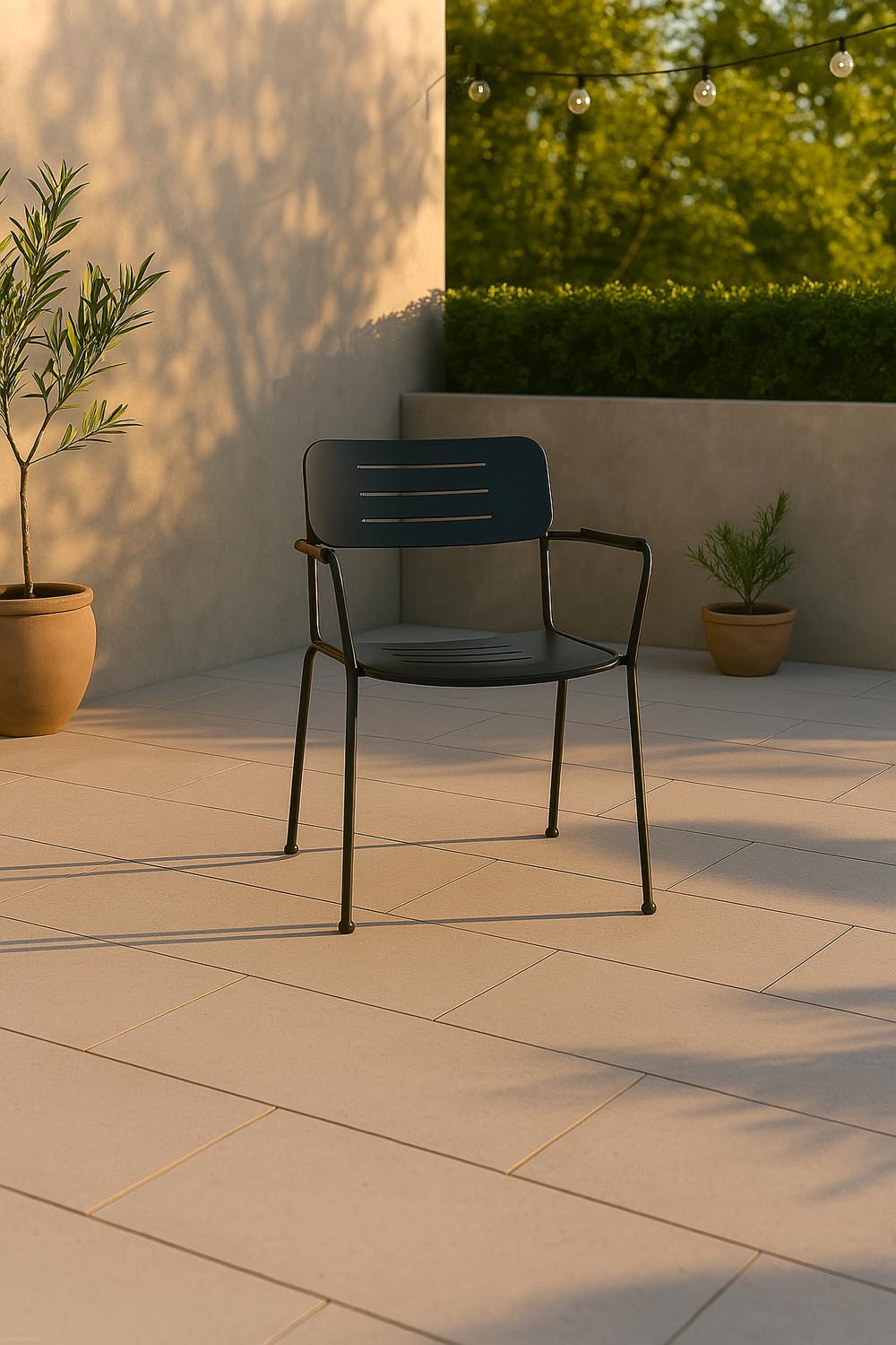 Nicke Stuhl in Schwarz präsentiert im Onlineshop von KAQTU Design AG. Gartenstuhl mit Armlehnen ist von Venture Home