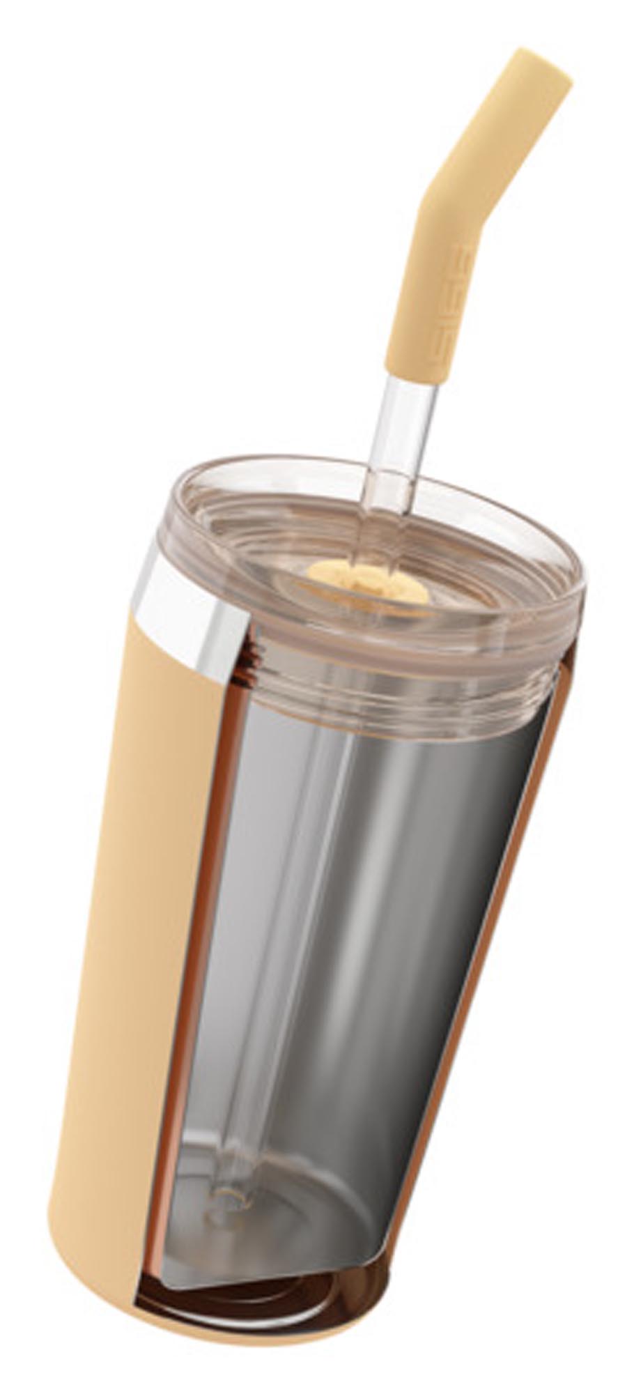 Der SIGG Tumbler Helia in muted peach, 0.45 l, ist ein stilvoller, isolierender Becher für unterwegs, der Getränke warm oder kalt hält.