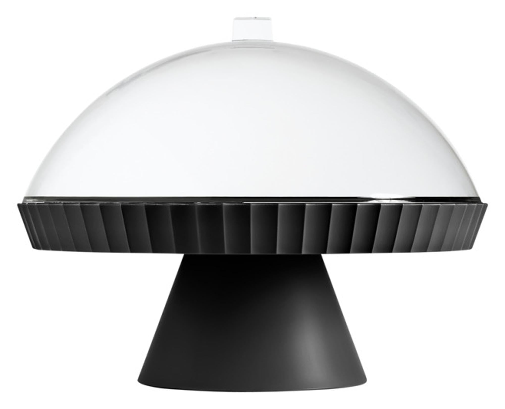 BLIM PLUS Schale auf Fuss Agora  mit Haube und Kuchenheber carbon black ø 30 cm in  präsentiert im Onlineshop von KAQTU Design AG. Schale ist von BLIMPLUS