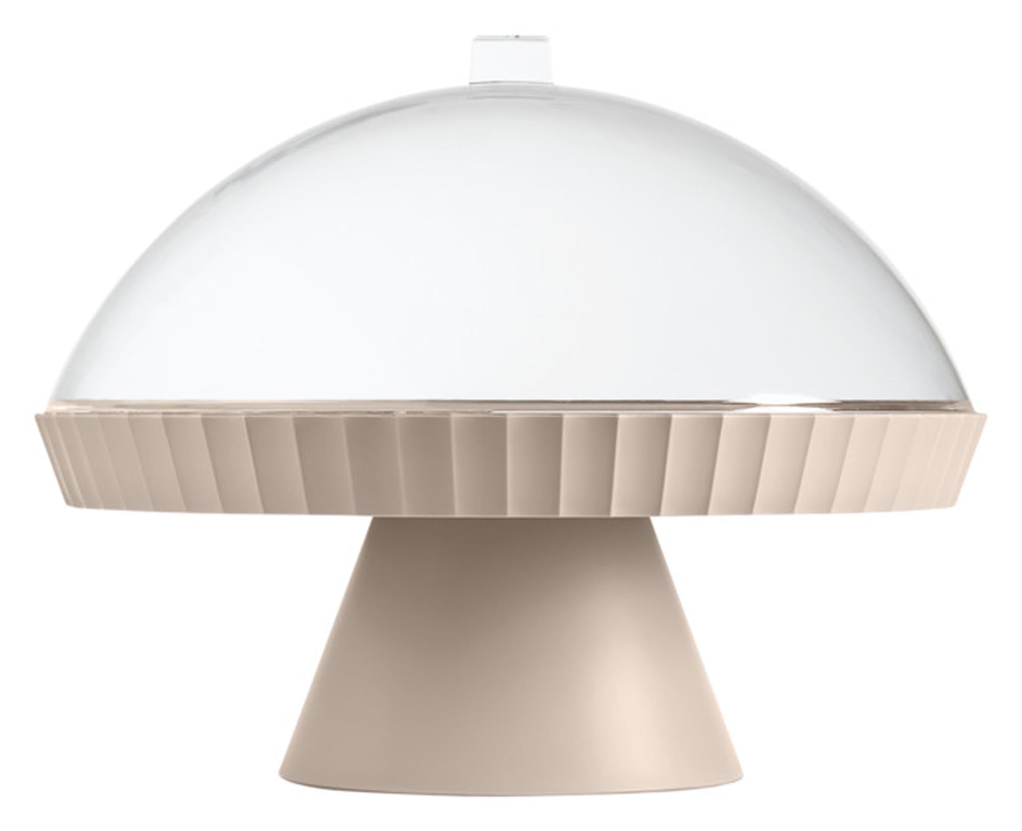 BLIM PLUS Schale auf Fuss Agora  mit Haube und Kuchenheber moka grey ø 30 cm in  präsentiert im Onlineshop von KAQTU Design AG. Schale ist von BLIMPLUS