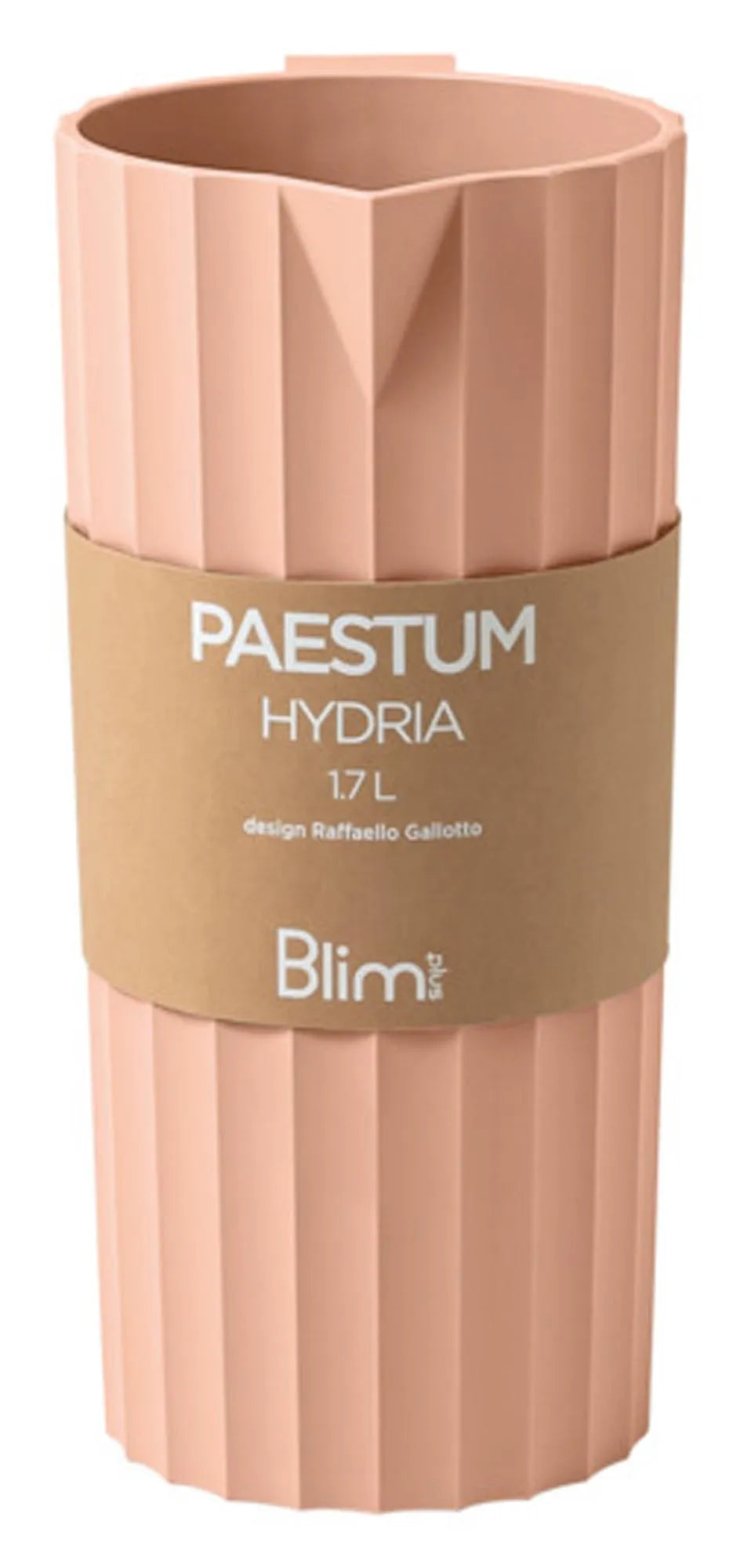 Die BLIM PLUS Karaffe Hydria in Pink Sand fasst 1.7 l und kombiniert stilvolles Design mit praktischer Funktionalität.