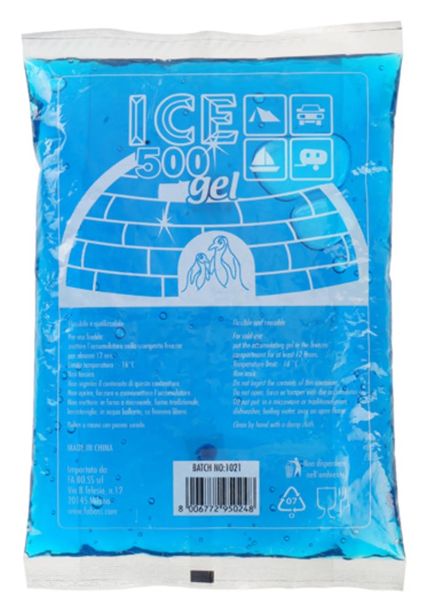Der wiederverwendbare Kühlakku Ice Soft Gel 500 g von EVA COLLECTION bietet langanhaltende Kühlung für unterwegs, ideal für Camping und Picknicks.