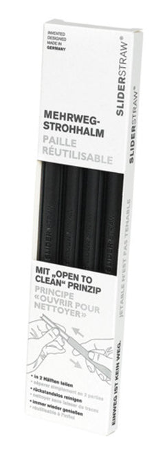 SLIDER STRAW Trinkhalm schwarz 4 Stück 21.5 cm
