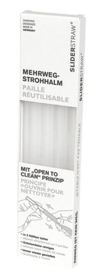 SLIDER STRAW Trinkhalm transparent/weiss 4 Stück 21.5 cm