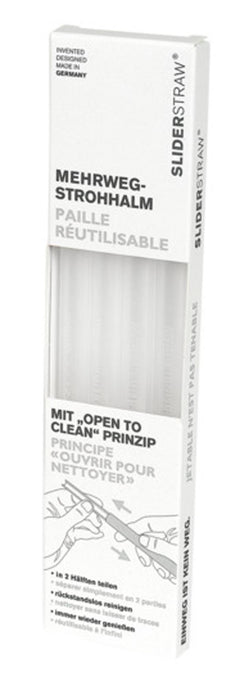 SLIDER STRAW Trinkhalm transparent/weiss 4 Stück 21.5 cm