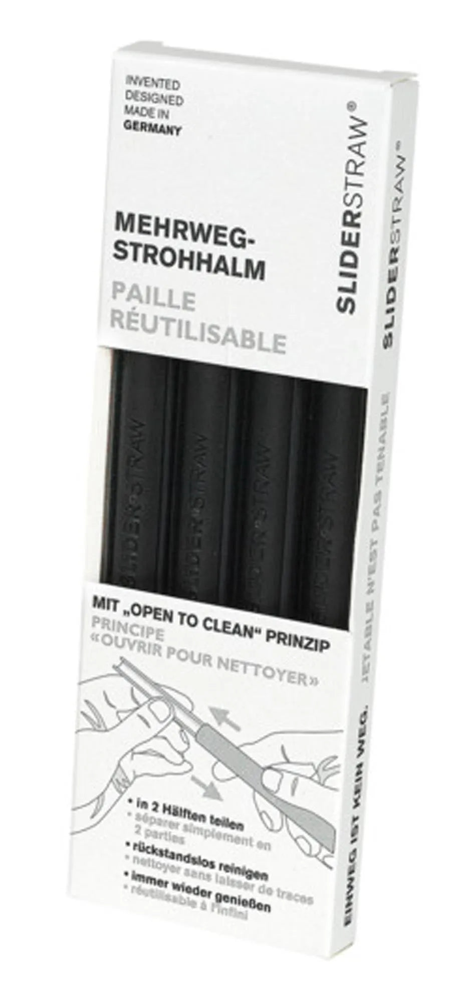 SLIDER STRAW Trinkhalm schwarz 4 Stück 15 cm in  präsentiert im Onlineshop von KAQTU Design AG. Barzubehör ist von SLIDERSTRAW
