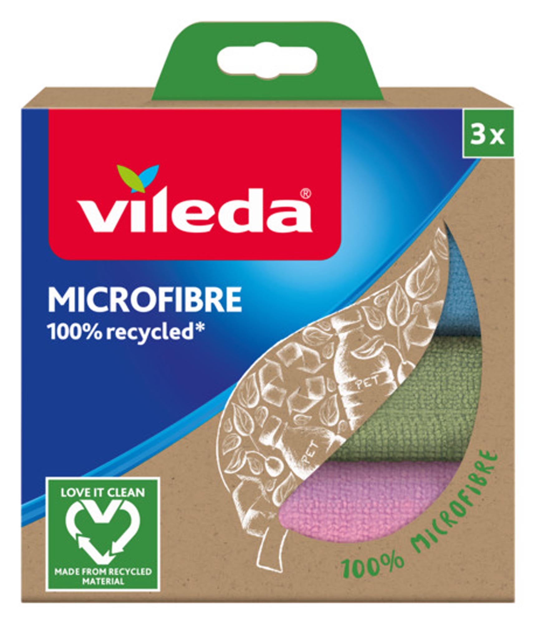 VILEDA Microfasertuch recycled 3 Stk. assortiert in  präsentiert im Onlineshop von KAQTU Design AG. Abwasch ist von VILEDA