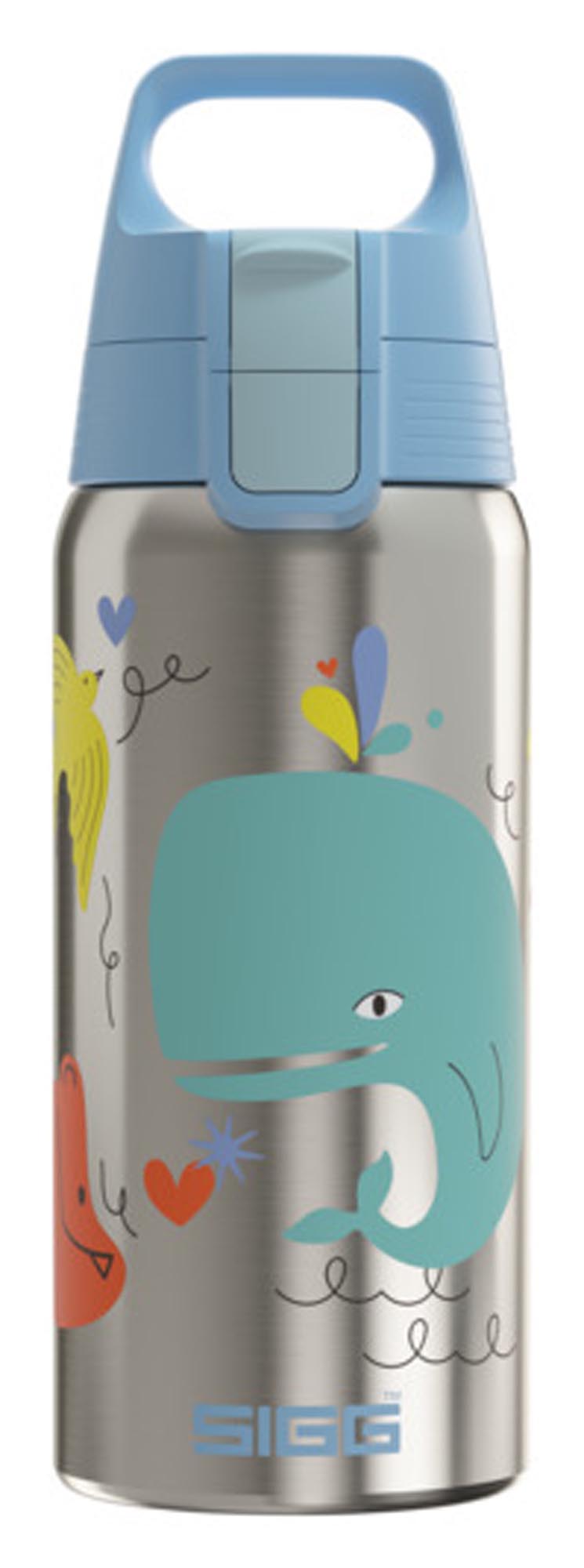 SIGG Isolierflasche 0.5 l: Edelstahl, BPA-frei, Wal-Design, hält 12h warm, 20h kalt. Ideal für Kinder, Sport, Büro.