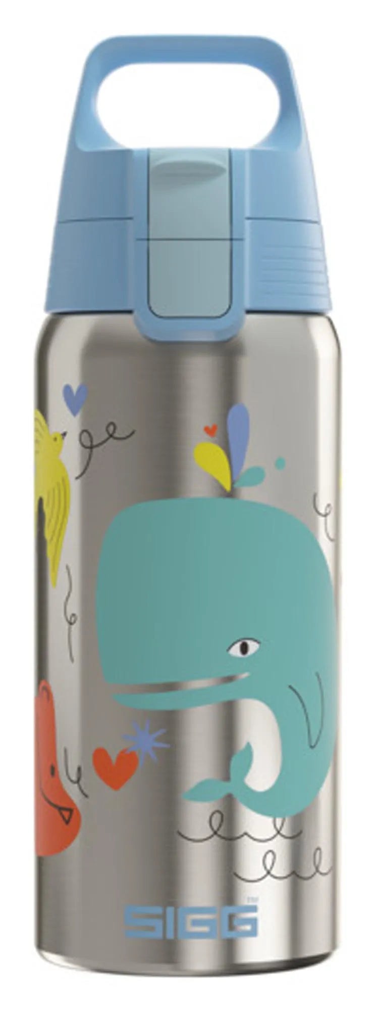 SIGG Isolierflasche 0.5 l: Edelstahl, BPA-frei, Wal-Design, hält 12h warm, 20h kalt. Ideal für Kinder, Sport, Büro.
