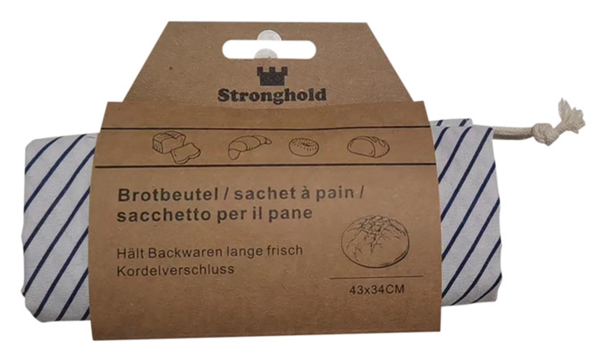 STRONGHOLD Brotbeutel 43x34 cm: Frischhaltewunder aus atmungsaktivem Material mit Kordelzug, ideal für Baguettes & Laibe.