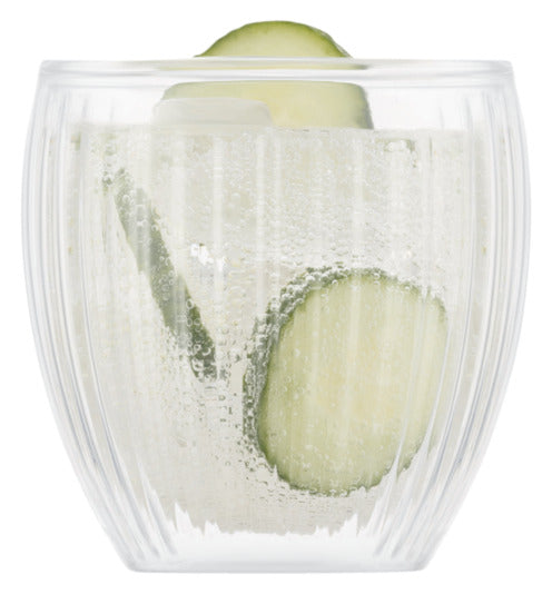 Trinkglas Pavina doppelwandig geriffelt 2 Stück 0.2 l in  präsentiert im Onlineshop von KAQTU Design AG. Glas ist von BODUM